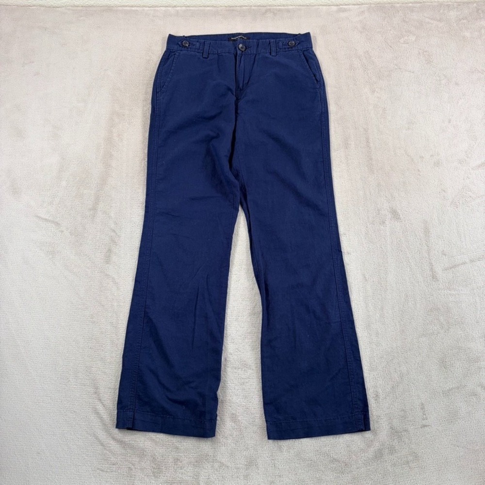 Banana Republic Linen Blend Flowy Wide Leg Pants in Navy Linen Blend Women 0
